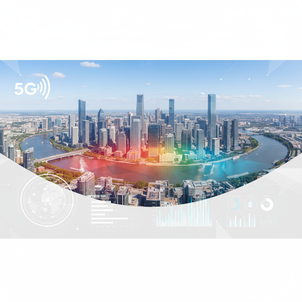 5G Abdeckung Heatmap über Stadtansicht